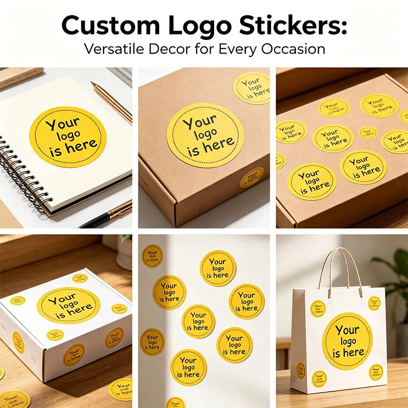 Custom Your Logo Border Round Stickers Personalized Brand Name Image Gift Box Shipping Package Sealing Stickers Jar Tags view 6