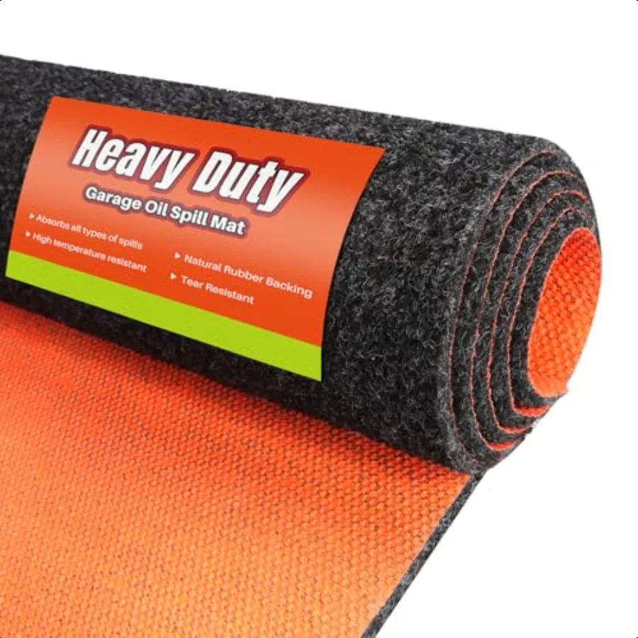 Heavy Duty Oil Spill Mat Garage Floor Mat for Under Car 64" X 64" Waterproof 1 4" Rubber Backing Protects Floor Reusable Absorb