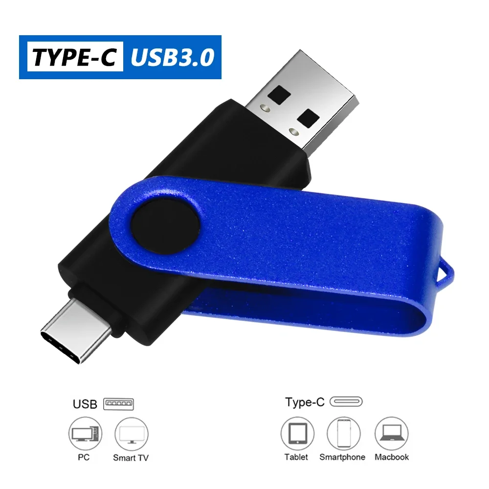 Obrotowa pamięć USB 128 GB 32 GB Pendrive 16 GB Pendrive 64 GB 2 w 1 Memoria Usb Stick Type-C флешка usb 2.0