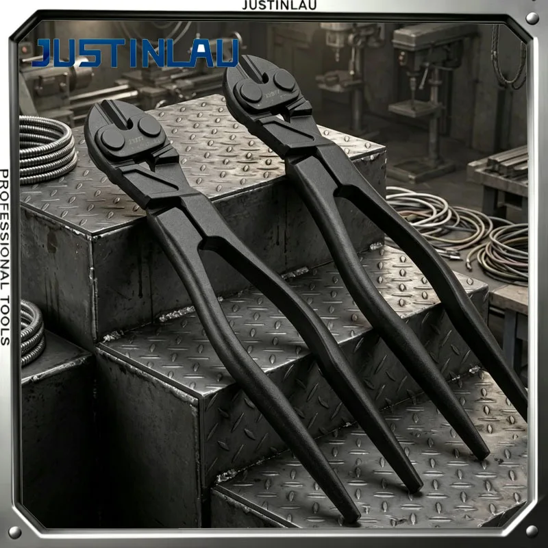 JUSTINLAU 9 Zoll Schwarze Bolzenschneider aus Chrom-Vanadium-Stahl, Multifunktionszange, Nagelziehwerkzeug, Haushaltswerkzeug
