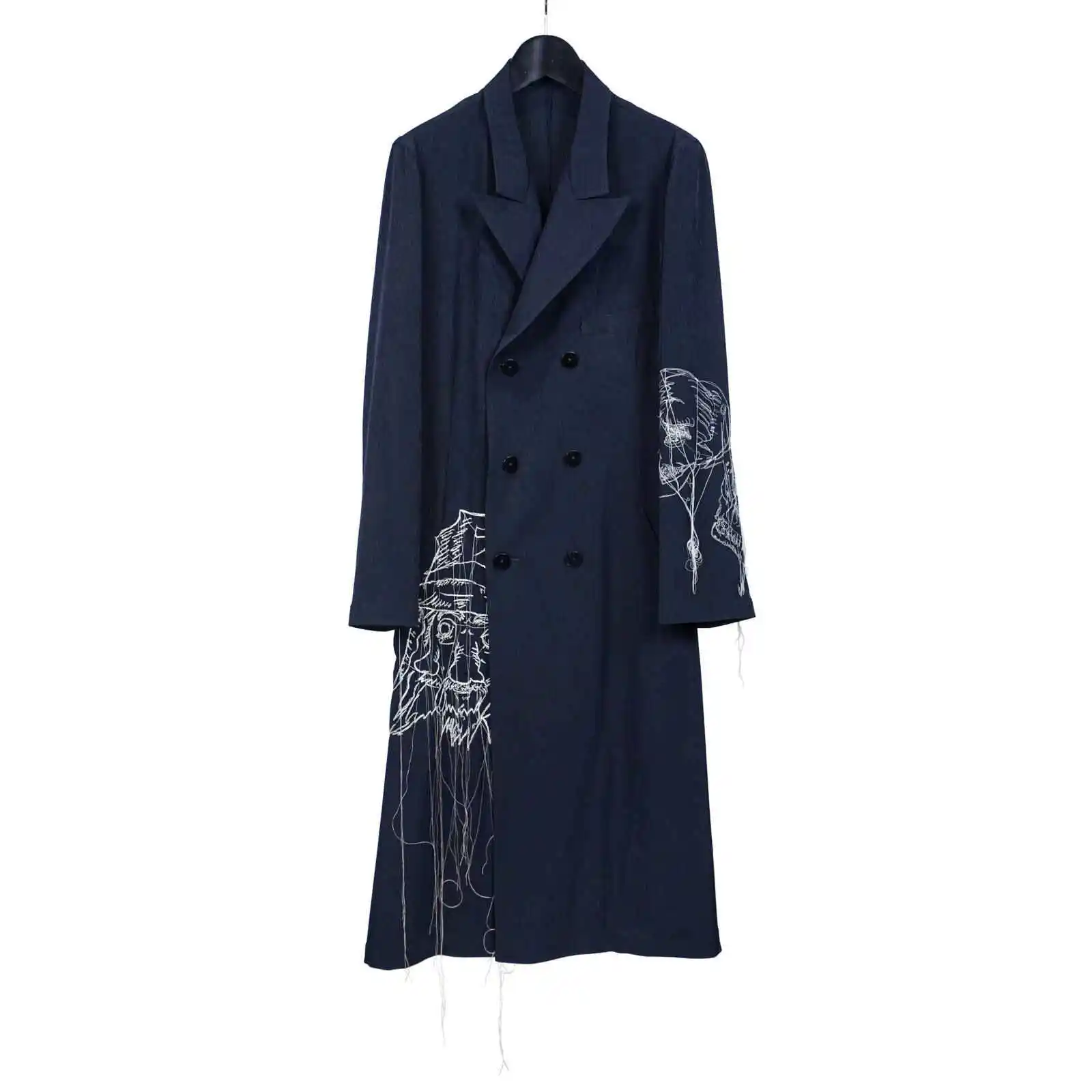 

TOP-YAMOTO Оригинальный японский дизайн Темно-нишевые черные брюки с вышивкой, триацетатный плащ