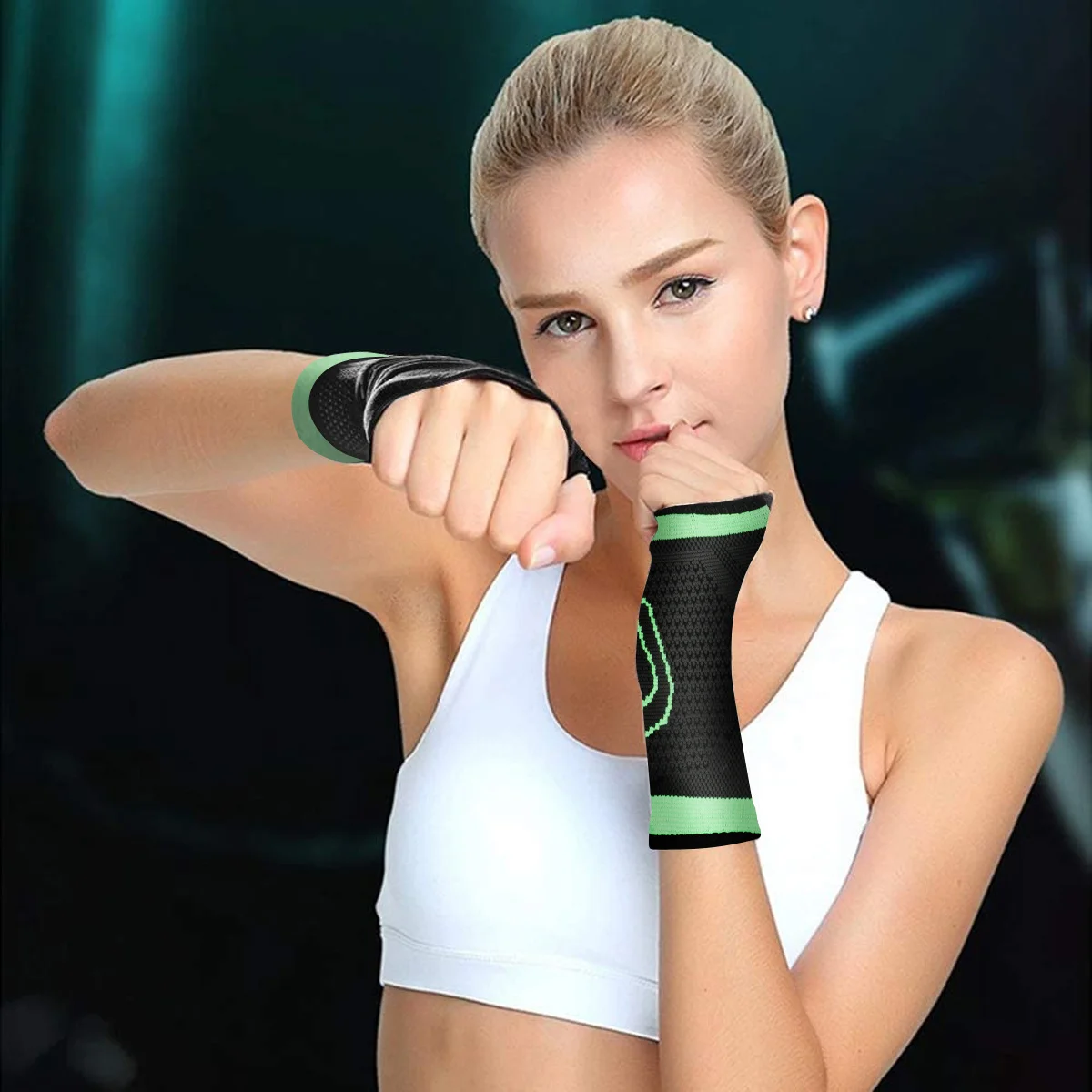

2Pcs Compression Wrist Support Breathable Wrist Brace for Athletic Performance Running Tennis Baseball Exercise