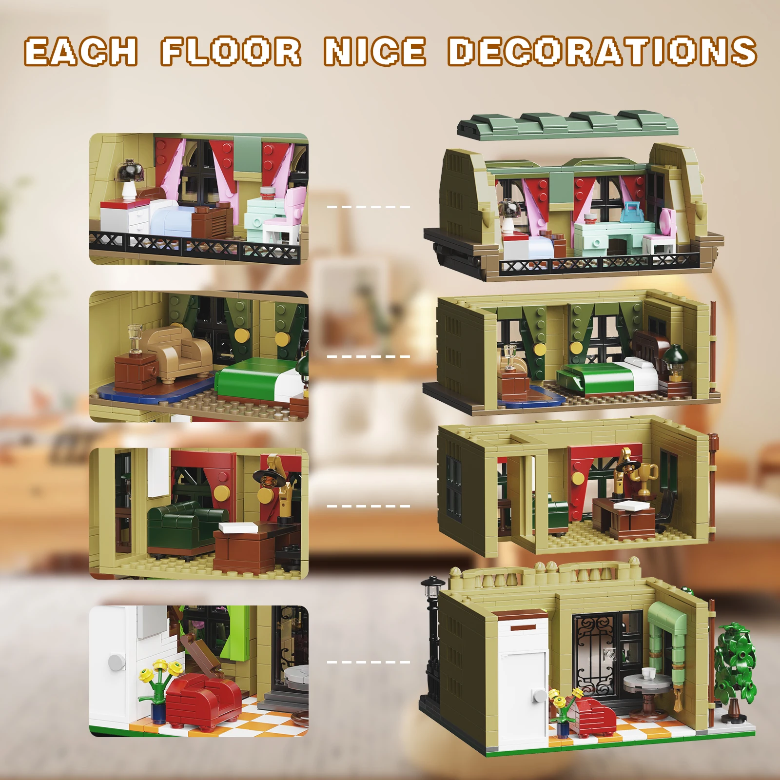 Sheffield-Juego de bloques de construcción de casa, niñera, vista a la calle, arquitectura Retro, modelo de ladrillos, juguetes, regalos de cumpleaños para niños y adultos