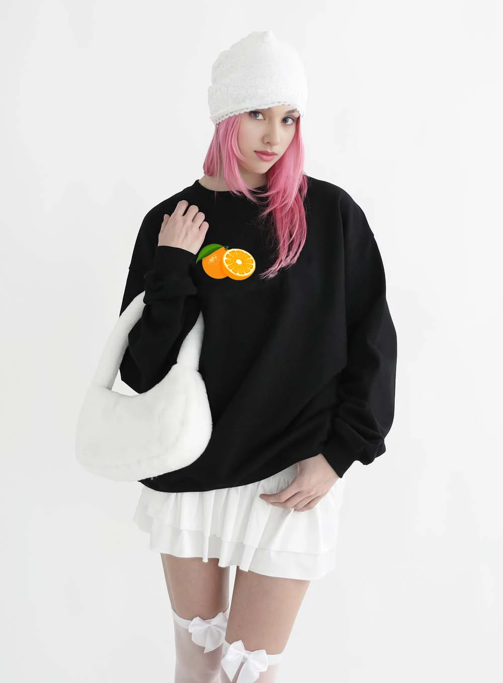 

Women's Long-Sleeved Loose Hoodie, Harajuku Pullover, Simple Top, Lazy Style, Street Wear, Spring