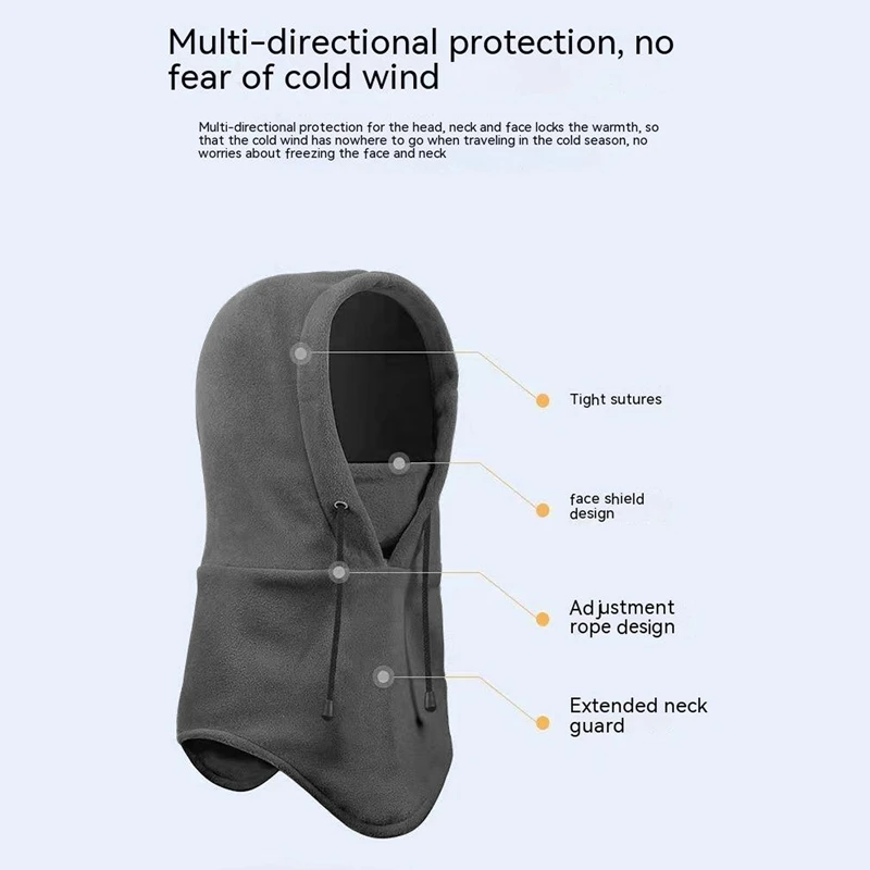 Winter Thermo Halswärmer Outdoor Fleece Sturmhaube Schal Skifahren Gesichtsmaske Snood Kapuze Hut Winddicht Warm Halten Radfahren Kappe Neue – Detail 17