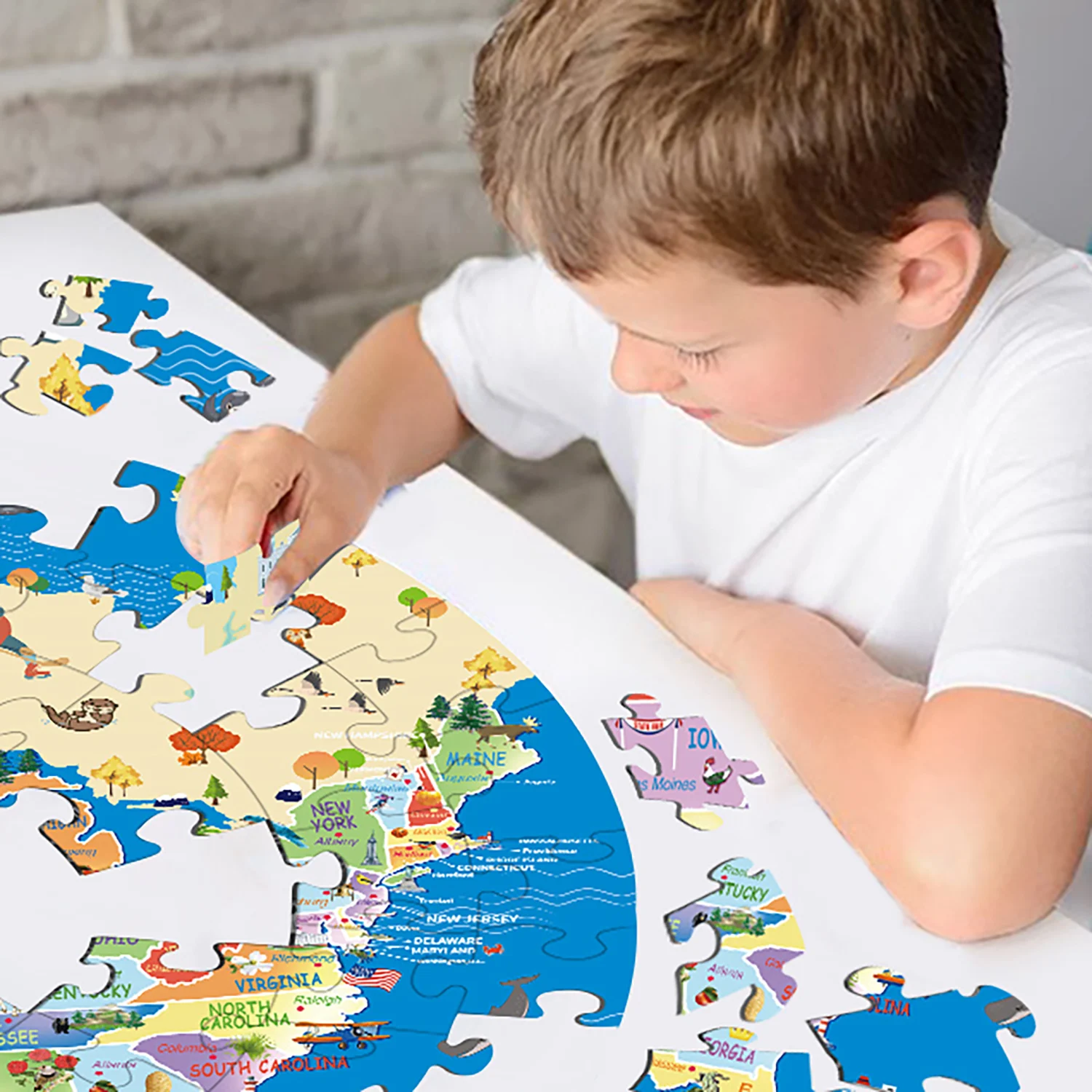 70-delige Amerikaanse kaart legpuzzels voor volwassenen Home Decor Games Family Fun vloerpuzzels Educatief speelgoed voor kinderen