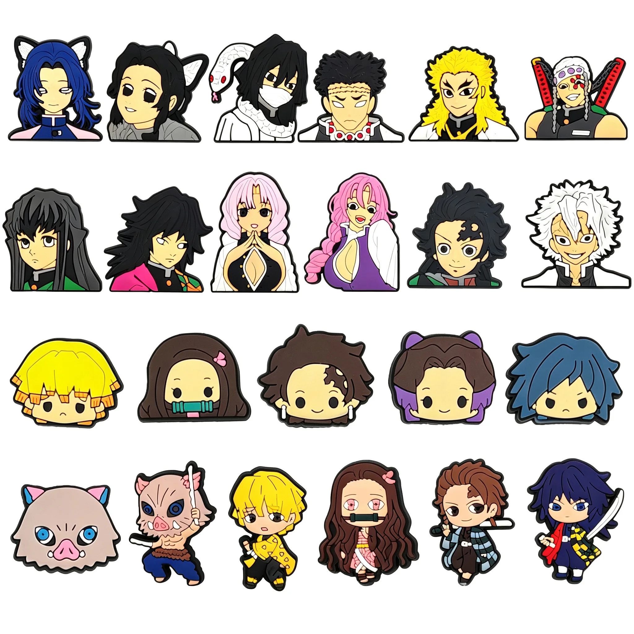 23Pcs Set Hi-Q Demon Slayer Anime series Shoe Charm For Slides Sandals DIY shoe Accessories PVC Cartoon Shoe Decoration Charms