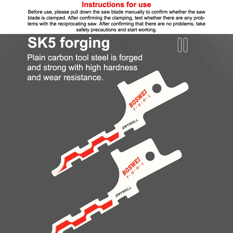 2pcs Reciprocating Saw Blades SK5 Steel Saw Blade For Plasterboard 86 Type Wire Box Hole Opening Cutting Power Tools Accessories