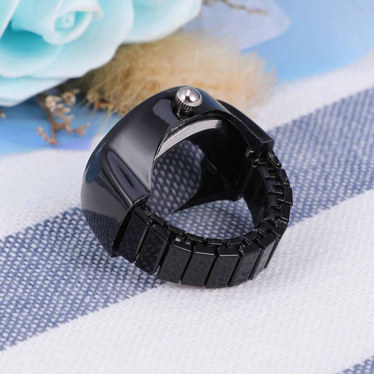 

Watch-Shaped Ring for Men Women Fashion Mini Watch Ring Stretch Elastic Band Ideal Accessories Gift Tourism