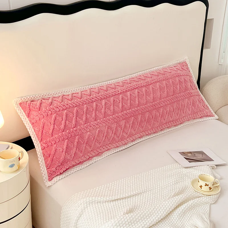 Coral Fleece Solid Double Long Pillowcase Home Warm Extended Pillowcase for Autumn and Winter Dustproof Durable Pillow Cover