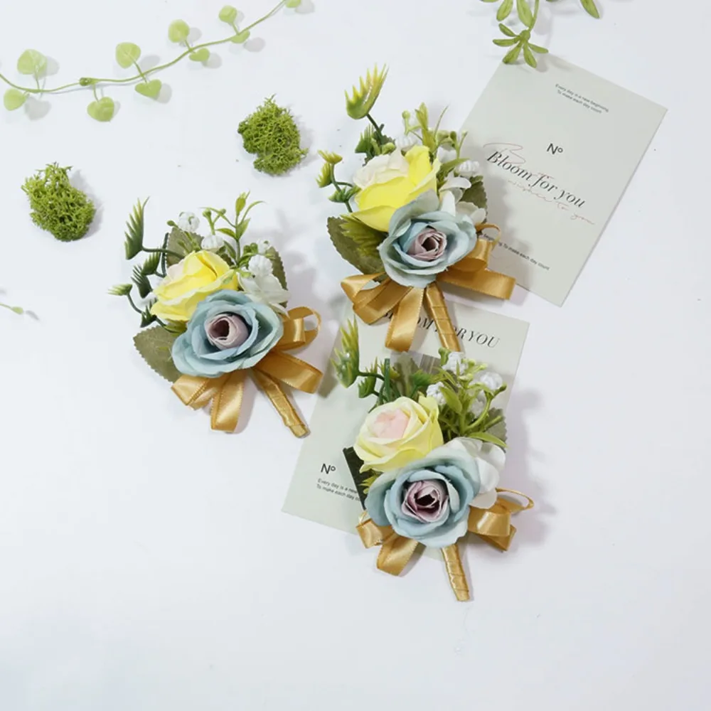 Men Corsage Wedding Accessories Artificial Flowers Boutonniere Wrist Flowers Boutonniere Mariage Homme