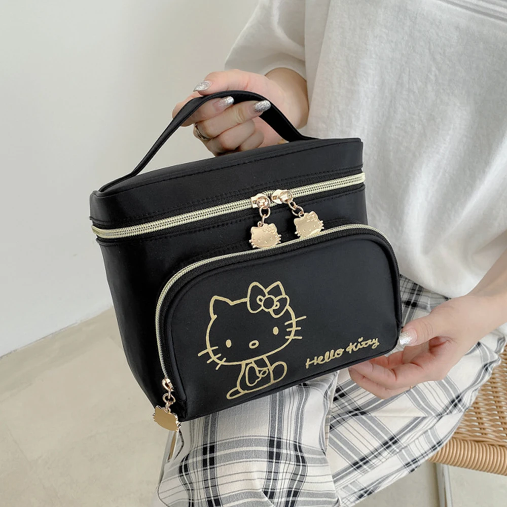 Sanrio Hello Kitty Cartoon Cosmetic Bag Canvas Portable Mommy Bag Lunch Box Oxford Storage Case Purse Kawaii Box Makeup Pouch