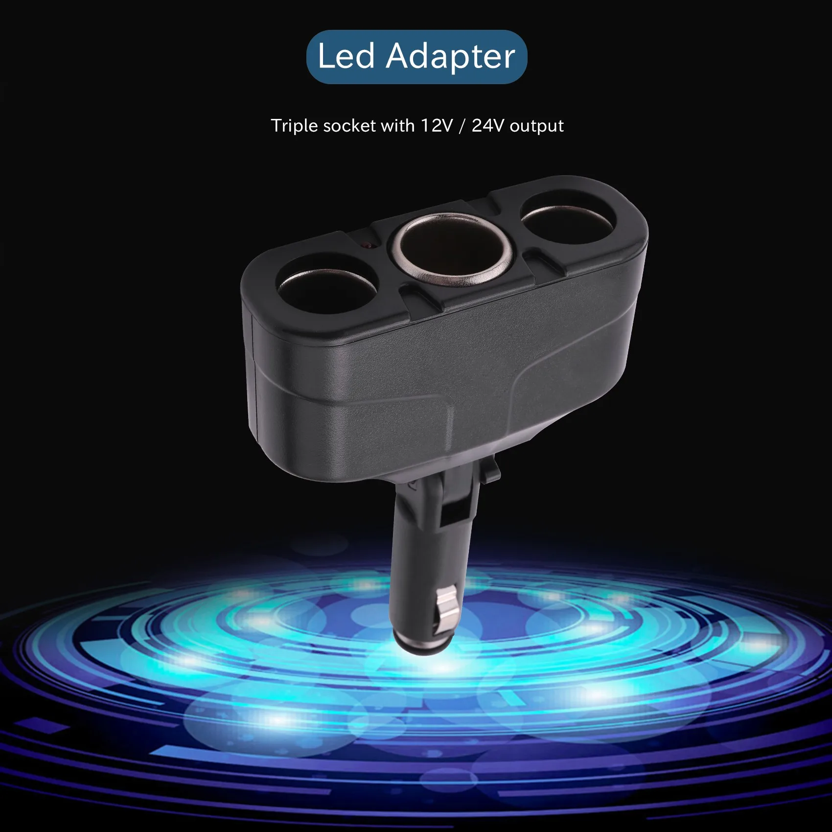 Adattatore LED splitter per accendisigari per auto con presa a 3 vie G