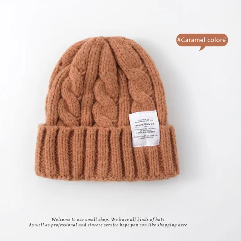 Nuevo gorro de invierno para mujer, gorros de punto para mujer, gorro de lana cálido a la moda para parejas, gorro de invierno para mujer, gorro femenino trenzado 2024