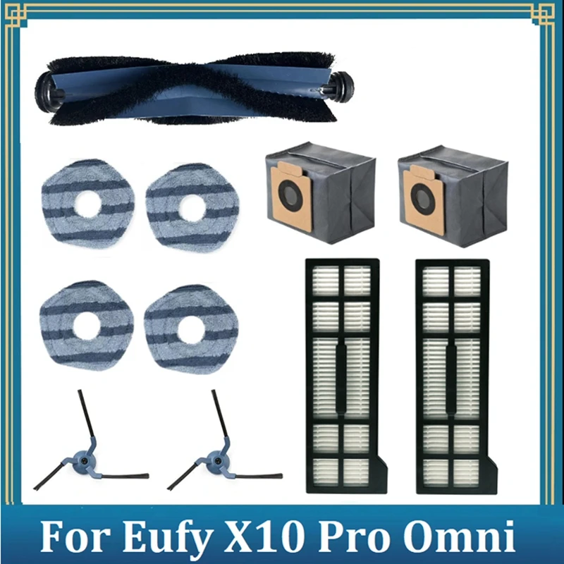 SANQ 11 قطعة ل Eufy X10 Pro Omni جهاز آلي لتنظيف الأتربة استبدال أجزاء فرشاة جانبية رئيسية فلتر Hepa ممسحة القماش كيس لجميع الغبار