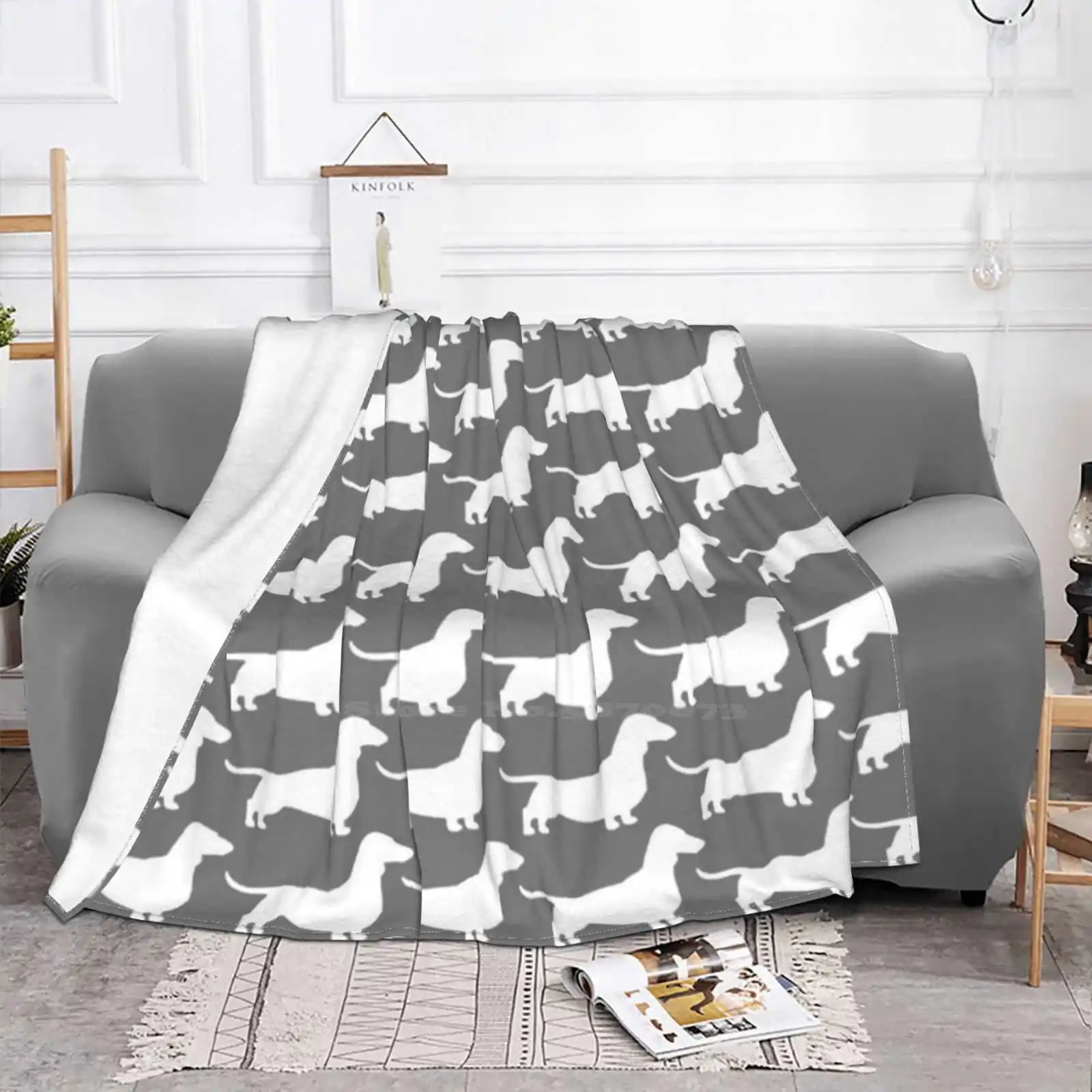 Dachshund Silhouette ( S ) | Wiener Dog | Smooth Coated Doxie Soft Warm Throw Blanket Dacshund Dachshound Miniature Dachshund