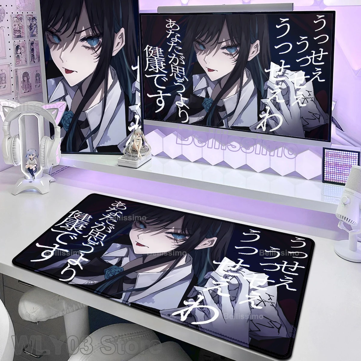 Computer Desk Mat Singer A_ado Rubber Lock Edge Mouse Pad Offices Accessories Virtual Idol Kawii Keyboard Pad Game Accessories