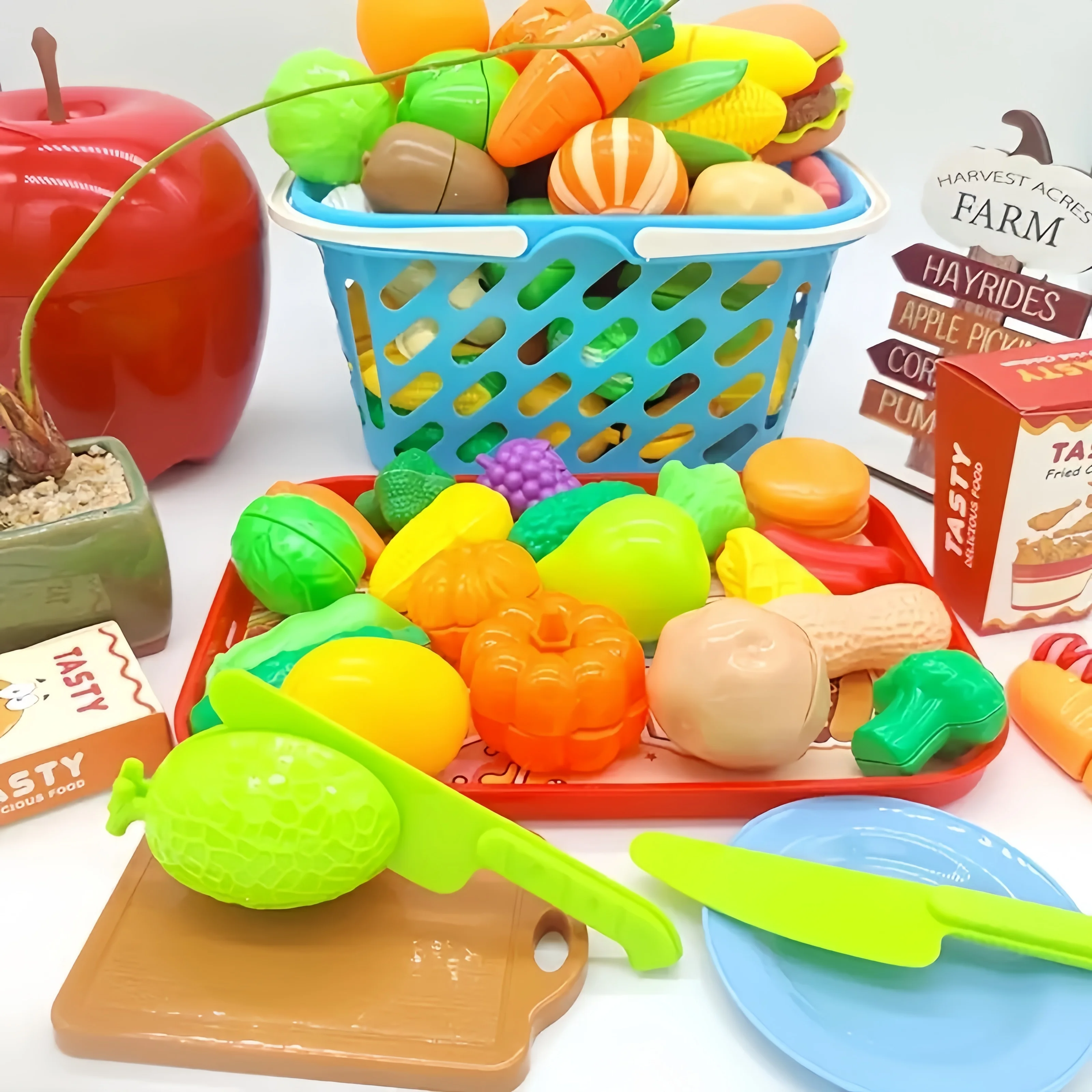 Children's Joyful Home Kitchen Toy Simulation Cutting Fruit Durian Apple Vegetable Male and Female Puzzle Toys