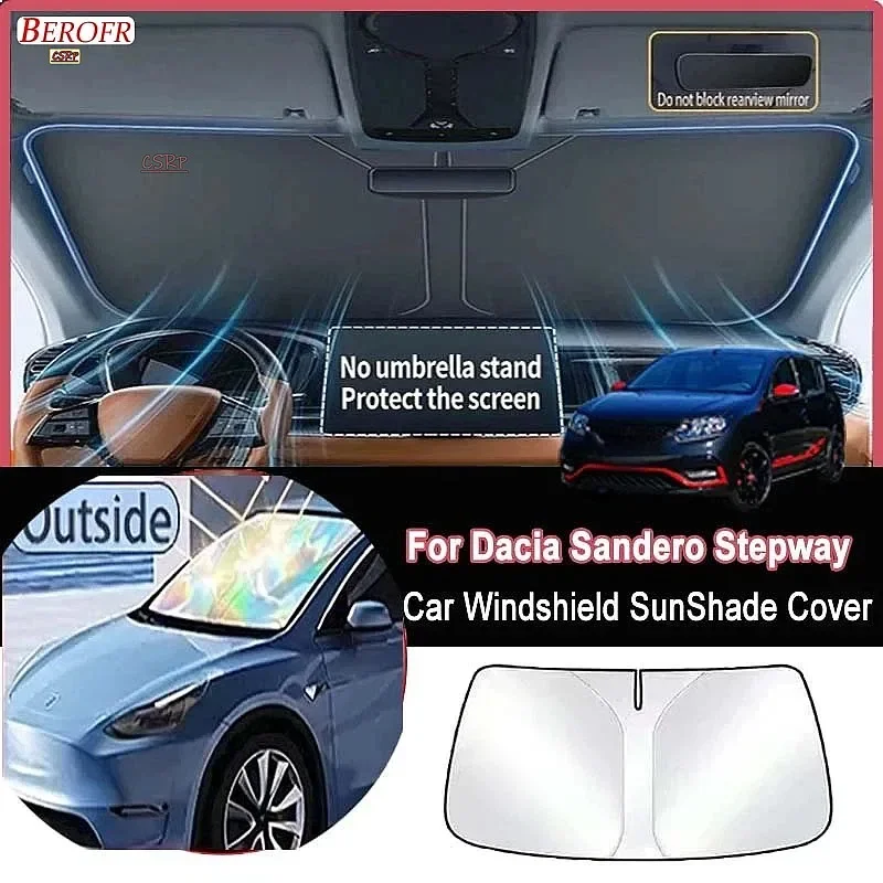 For Dacia Sandero Stepway 2021-2026 Car Windshield Sunshade Cover Front Window Sun Shade Heat Insulation Auto Accessories