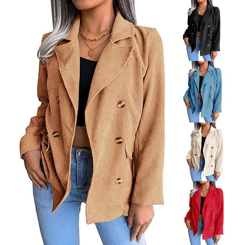 

Casual Suit Lady 2023 Autumn Winter All-match Corduroy Coat Solid Women's Jacket Coats Female