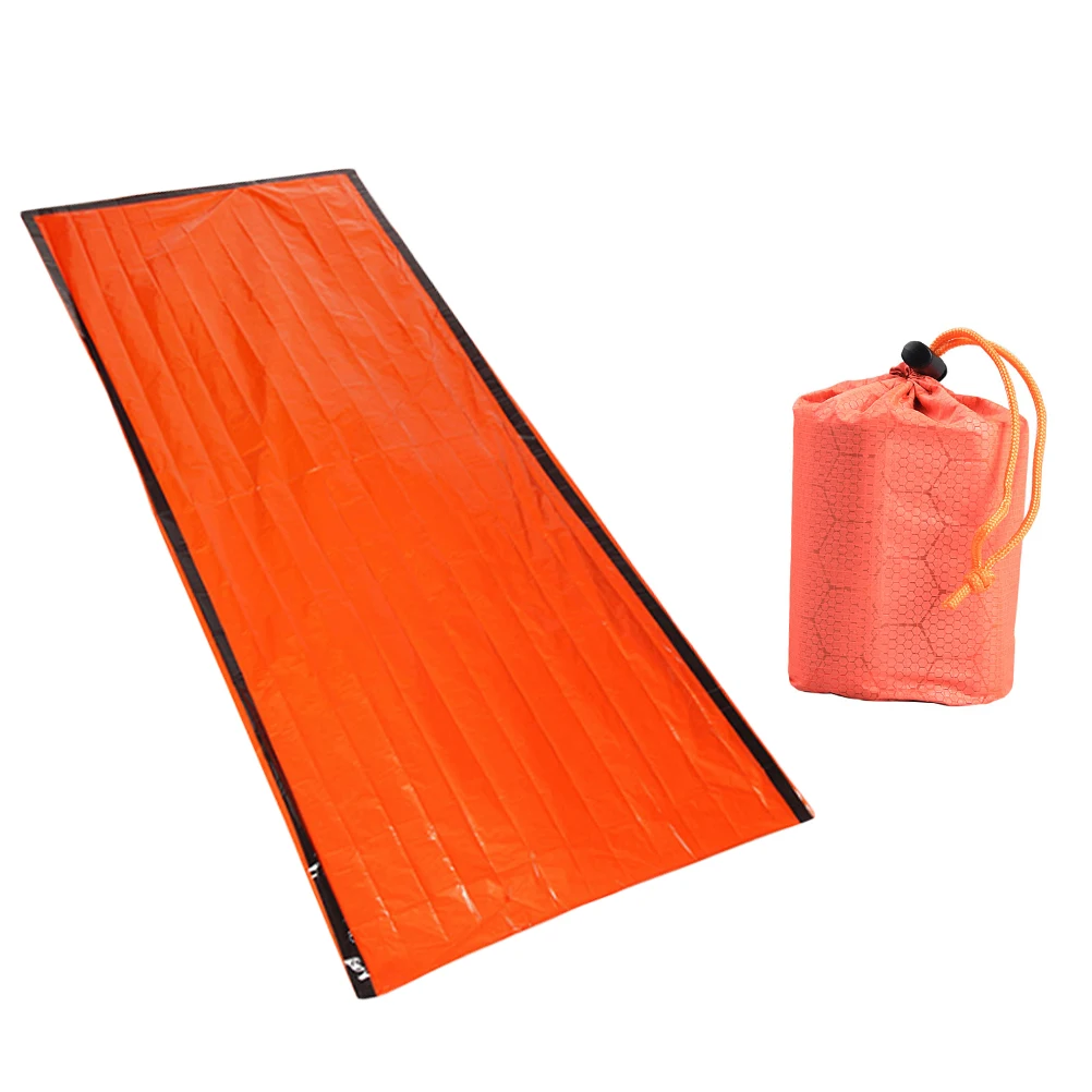 

Portable Sleeping Bag Camping Equipment Survival Outdoor Emergency Supplies Bright Orange Thermal Foil Insulation Blanket