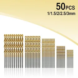 50Pcs Titanium Coated Cobalt Drill Bits HSS High Speed Steel Drill Bits Set Tool Multi Function Metal Drills Power Tools Woodwor