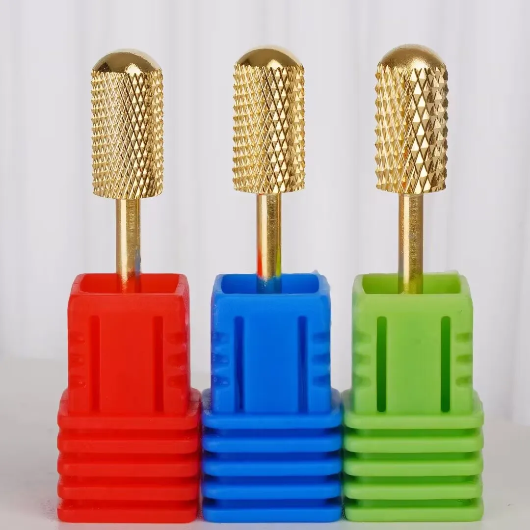 노즐 네일 드릴 비트 파일 네일 전동 드릴 기계 매니큐어 페디큐어 드릴 액세서리 아크릴 네일 도구 스무스 헤드 골드