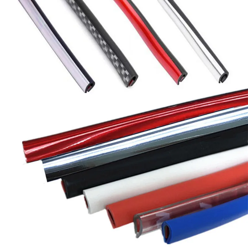 5 متر باب السيارة حافة خدش حامي DIY بها بنفسك الفضة صب شرائط الكسوة الخارجي سيارة كروم الجسم قطاع الوفير السيارات حامي الباب