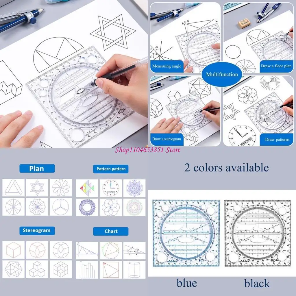 

360 Degree and Circle Drawing Stencil Geometric Drawing Template Ruler