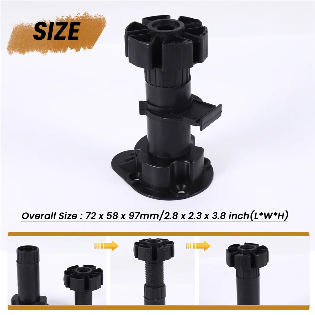 調節可能な高さのキッチンキャビネット台座、プラスチック製フットレッグペア、黒、2個