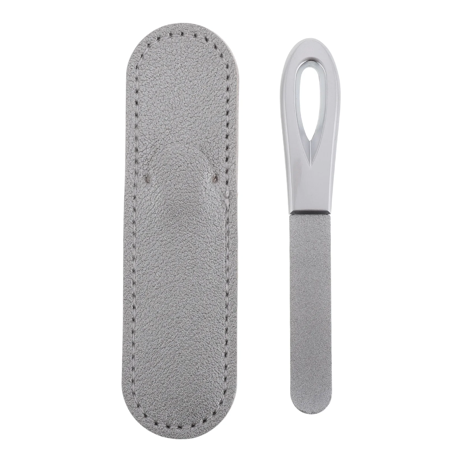 

1Set Zinc Aluminium Double Sided Nail File Anti Slip Handle Portable Reusable Fingernail Shaper with PU Case for Manicure