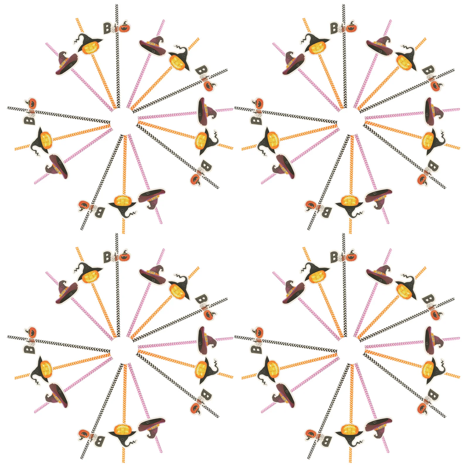 

72pcs Halloween Themed Drinking Straws Decor Party Supplies Paper Straws Pumpkin Witch Hat Design Beverage Tools For