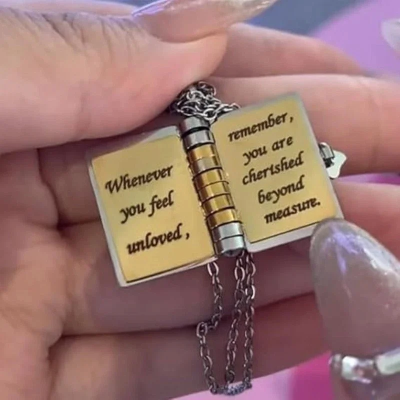 Collier Pendentif Livre Ouvrable Vintage Plaqué Or 18 Carats - Cadeau Amoureux Des Livres