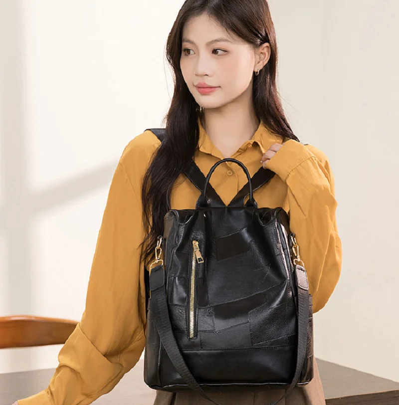

Korean Fashion High Quality Leather Anti Theft Travel Backpacks Women's Casual Large Capacity Shoulder Bags Totes Crossbody Bag
