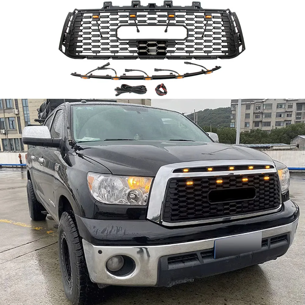 Front Racing Facelift Radiator Grilles Upper Bumper Grill For Toyota TUNDRA  2006-2013 With LED light