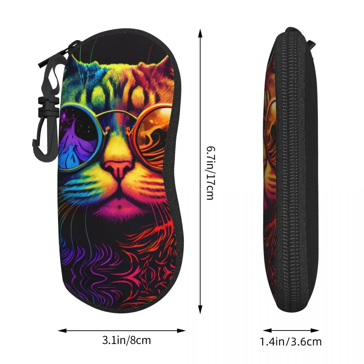 Cool Cat Glasses Case Colorful Aniaml Print Portable Sunglasses Pouch Men Women Travel  Box Trend Eyewear