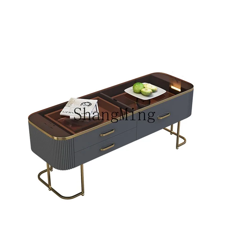 

ZHB TV cabinet coffee table e****mical side few small apartment modern simple Internet celebrity living room round decoration