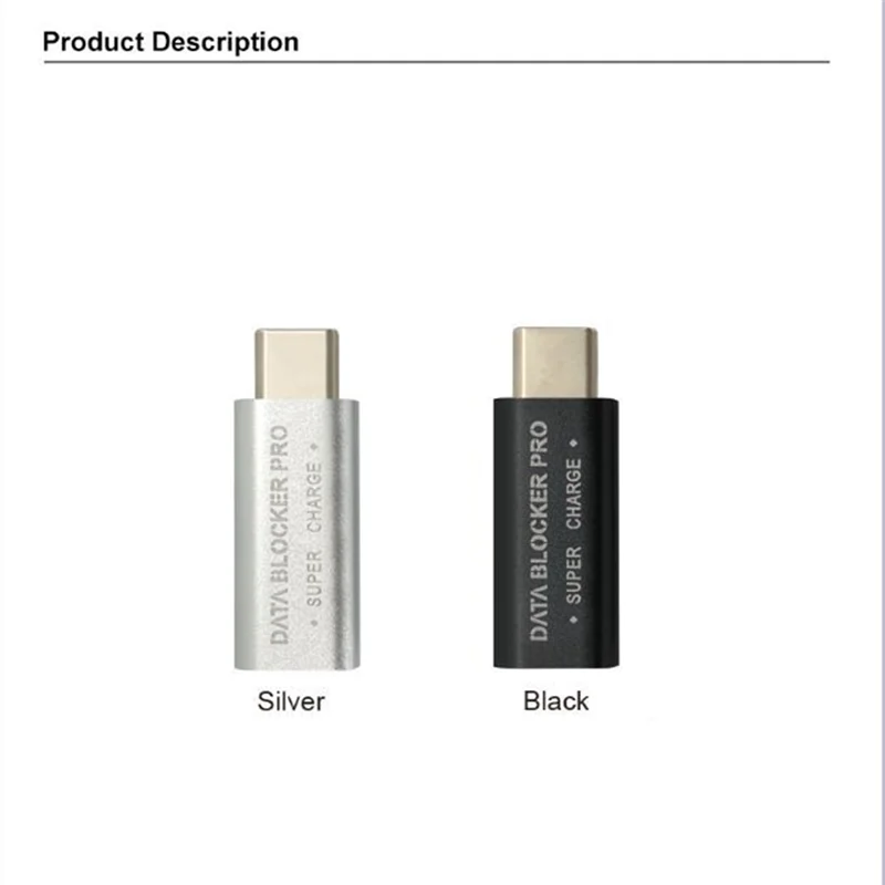 

2PCS USB Type-C Data Blocker USB-C Juice Jack Defender Adapter Support Quick Charge(50V/5A) Stop Data Theft (Silver)