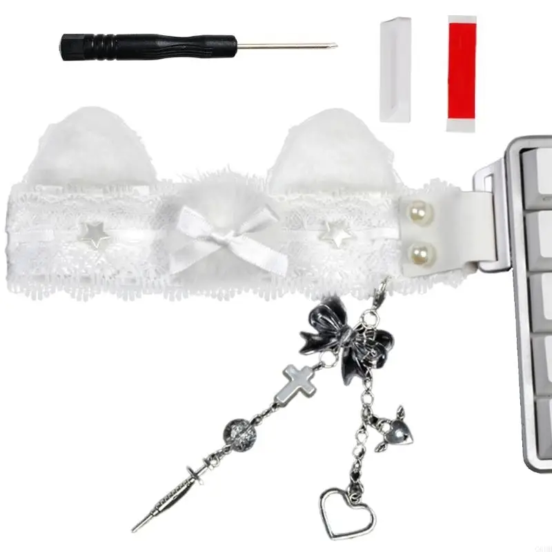 G6DD Soft Fabric Trim Ribbon Keyset Decoration With Suspended Enchantments For Individualized Computer Arrange
