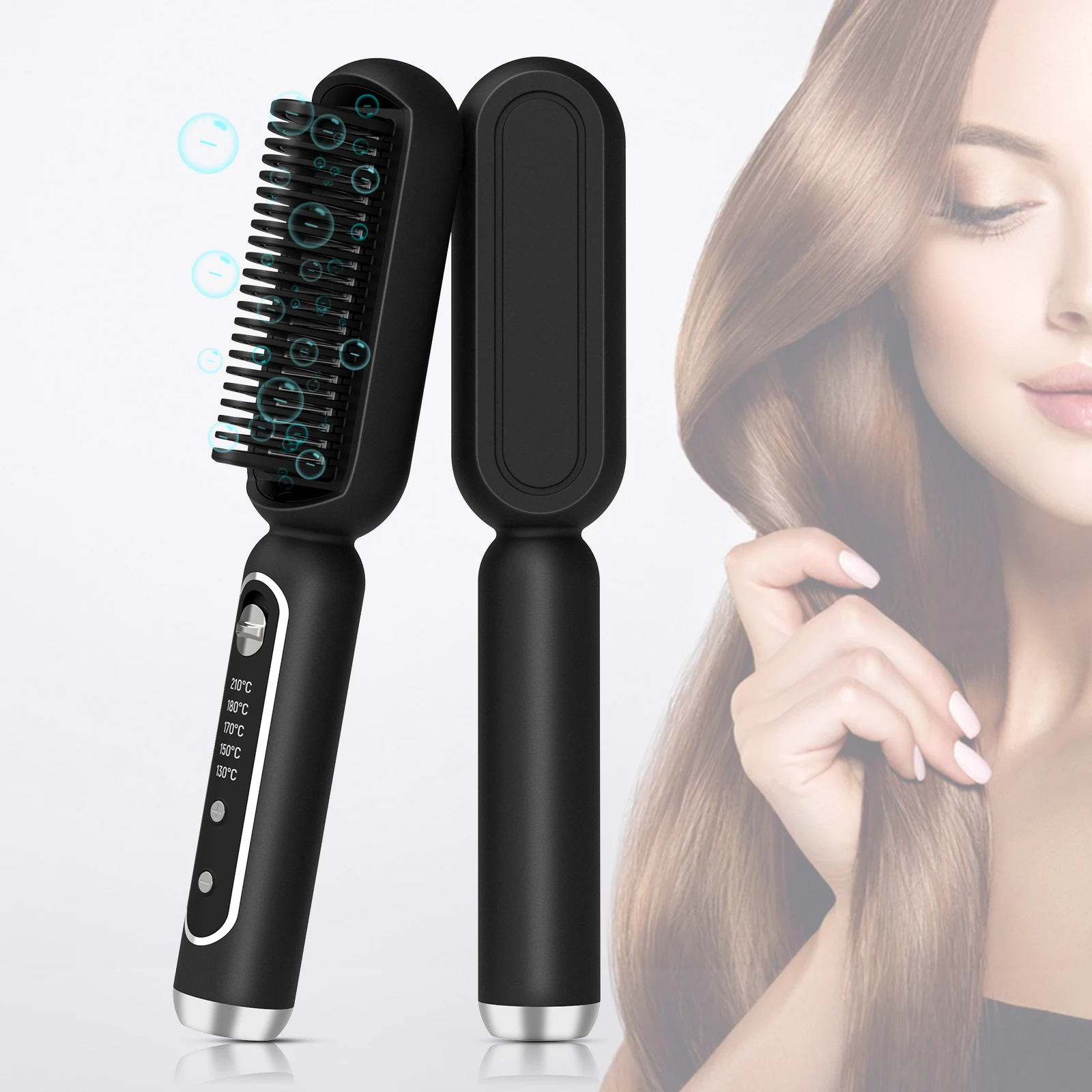 2024 Trending Electric Hot Comb Multi Straight Hair Straightener Brush Negative Ion Anti-Scalding Styling Tool With Free Gift