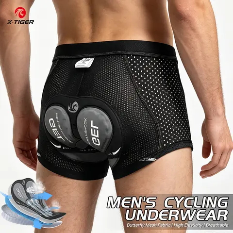 X-TIGER Cycling Shorts With 5D Gel Pads Breathable Mesh Cycling Underwear Shockproof MTB Boxer Bike Shorts