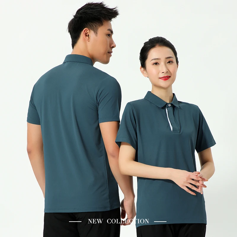 Personal trainer work clothing short-sleeved tights quick-drying high-elasticity fitness training lapel POLO shirt custom made