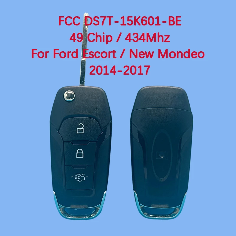 

CN018053 Послепродажный 3-кнопочный брелок для Ford Escort/New Mondeo 2014-2017 Бесключевой пульт дистанционного управления 434 МГц 49 чипов FCC DS7T-15K601-BE
