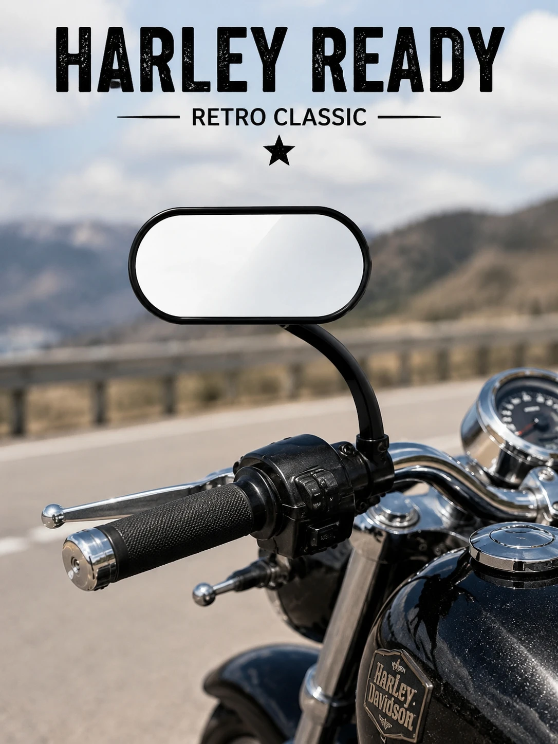 High Quality Motorcycle Rearview Mirror Retro Classic Oval Shape Threaded Handlebar Mirror Universal Fit for Harley Honda Yamaha