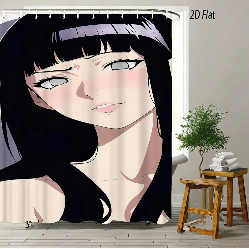 

2D Flat Anime Hinata Hyuga Character Print Waterproof Shower Curtain for Bathroom Decor