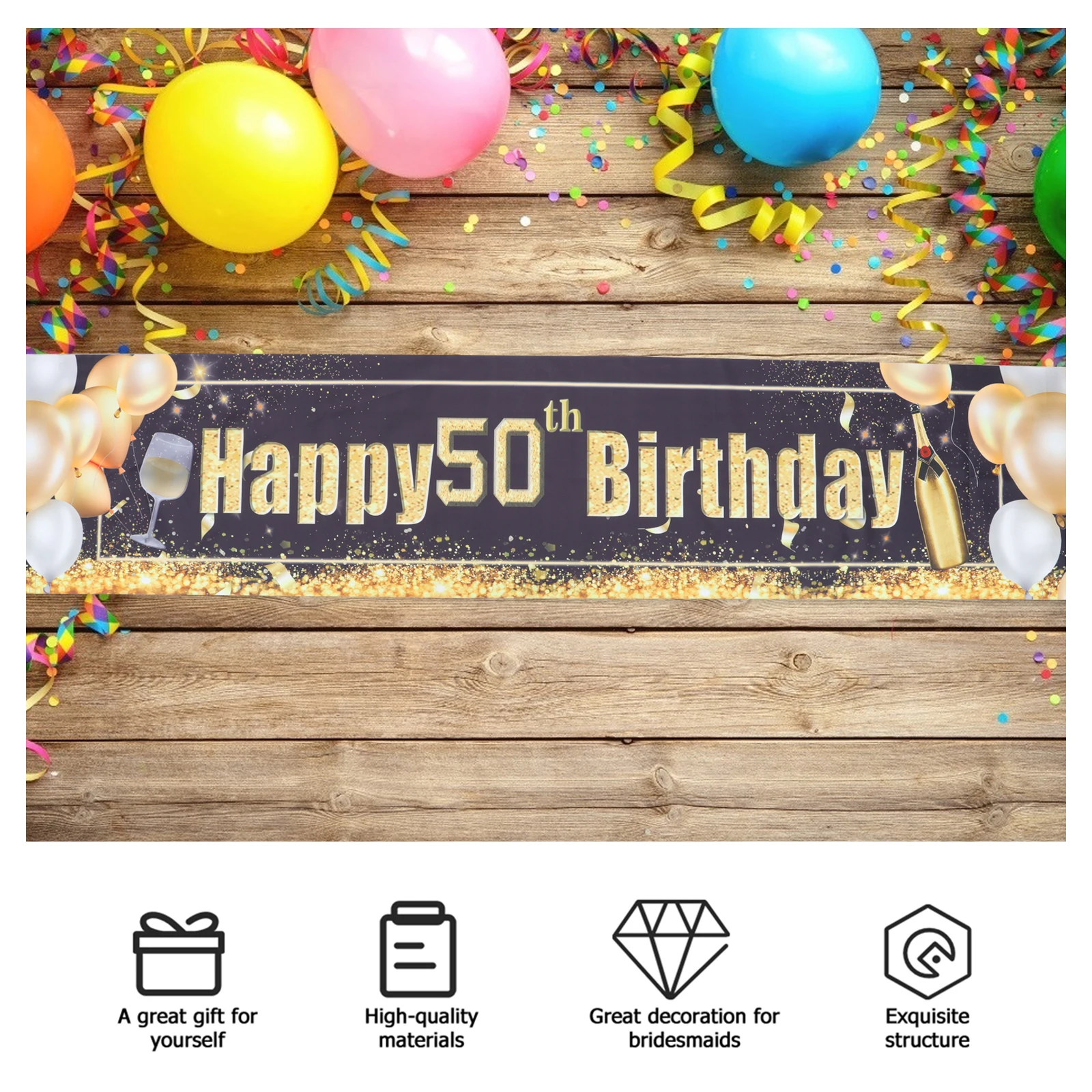 

Birthday Party Decoration Banner Durable Polyester Material Photo Prop Gathering Ornament Themed Celebration Decor Home Hanging