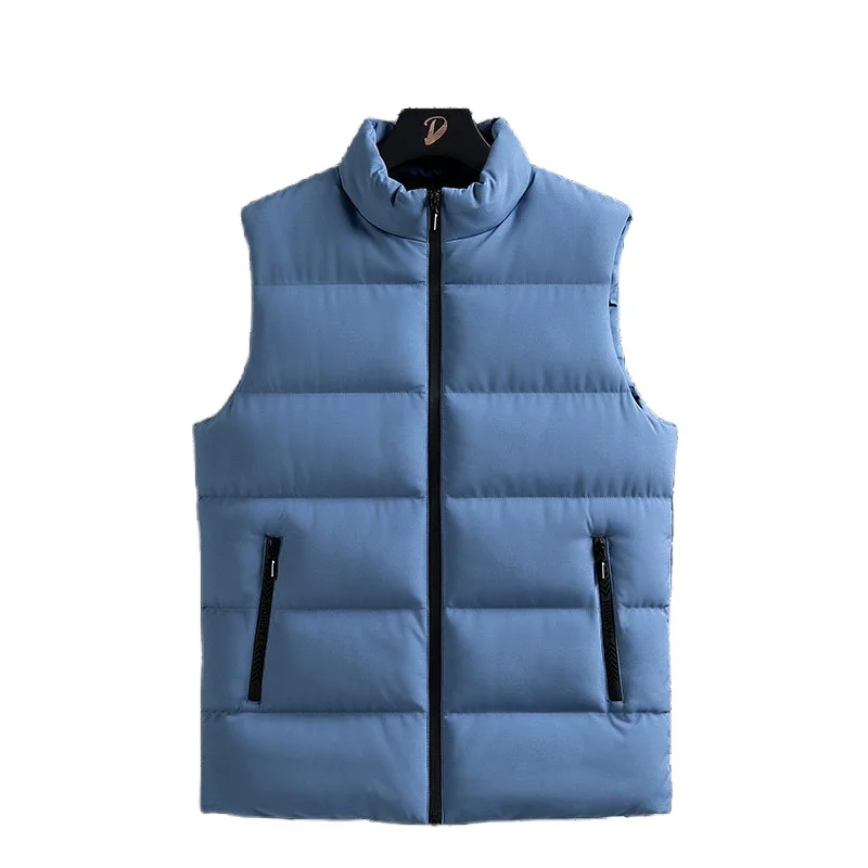 

Autumn Winter Casual Vest For Man Solid Color Stand Collar Fashion Workwear Padded Waistcoat Outdoor Thermal Vest Sleeveless