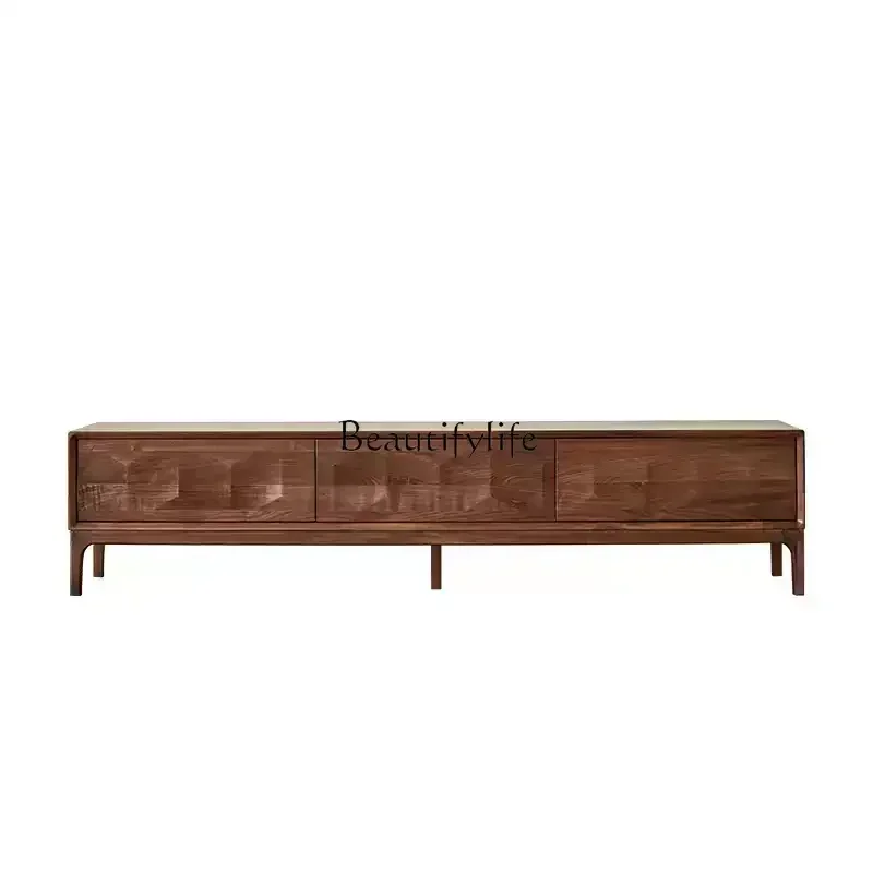 

LSolid wood TV cabinet North American black walnut living room floor cabinet