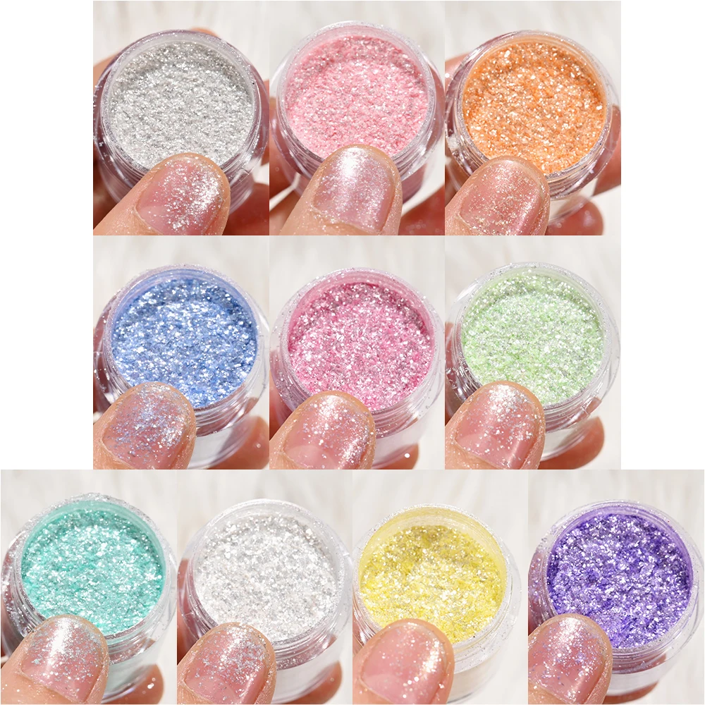 Net-5G Pink Opal Nail Flakes Iridescent Glitter Polarized Aurora Neon Chrome Powder Sequins for Manicure Rubbing Dust on Nails *