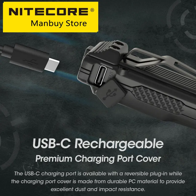 

NITECORE EDC27 USB-C Rechargeable Flashlight Tactical Mini Keychain Light EDC Troch 3000 Lumens Built in Li-ion Battery